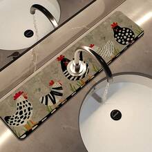 1 pieza Cubierta de grifo con estampado de gallo, de poliéster duradero, de secado rápido, fácil de limpiar, adecuado para cocina y baño, fácil instalación, decoración diaria, regalo, alfombra de baño, alfombrilla de grifo duradera, accesorio de grifo - Multicolor - View 8