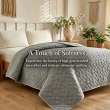 1pc Quilted Comforter, Minimalist Summer Quilt, Double Bed Sheet & Bedspread, Soft & Breathable All-Season Bedding, Minimalist Quilted Blanket, Lightweight Air-Conditioning Quilt, Four-Season Bedcover, Bedroom Decor Quilted Throw, Machine Washable For Home & Dorm Use - Grey - View 2