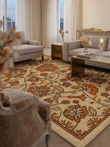 1pc Rug, Carpet, Area Rug, Door Mat, Runner, Vintage Bohemian Floral Pattern Faux Wool Rug, Suitable For Bathroom, Kitchen, Entryway, Hallway, Bedside, Living Room, Bedroom, All Season Soft Machine Washable Carpet Mat, Home Decor - Multicolor - View 5