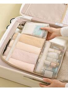 1 túi đựng mỹ phẩm lưới trong suốt, túi đựng đồ trang điểm du lịch di động, túi đựng cáp dữ liệu đa chức năng, túi đựng đồ lót và tất, túi đựng đồ dùng cá nhân hàng ngày có khóa kéo. - Nhiều màu - Xem 7