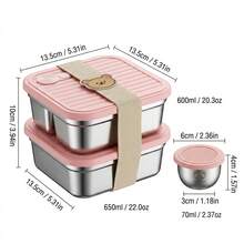 Multifunctional Portable 304 Stainless Steel Lunch Box, Fruit Salad Food Storage Container, Leak Proof Bento Box, Stackable Bento Lunch Box,Dishwasher Allowable, Suitable For Student And Adult Use In School, Office, Picnic,Travel, Back To School - Multicolor - View 24