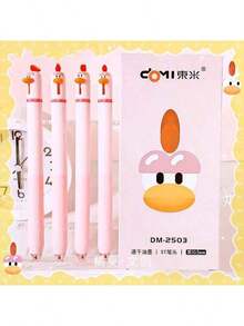 Customized Chick-Shaped Ballpoint Pen, Personalized Dongmi Cute Neutral Pen 0.5mm, Quick-Drying Black Ink Office Stationery, Engraved With Custom Logo/Name, Suitable As Gifts For Teachers, Children, Kids, Weddings, Students Back To School And More - Multicolor - View 6