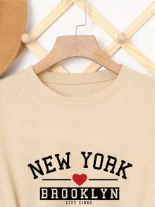 Camiseta con estampado de letra - Caqui - Ver 3