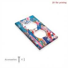 1個虎紋&花卉印花開關面板，2D平面印刷，PC材質，適用於臥室/廚房電源插座裝飾蓋 - 彩色 - 查看 9