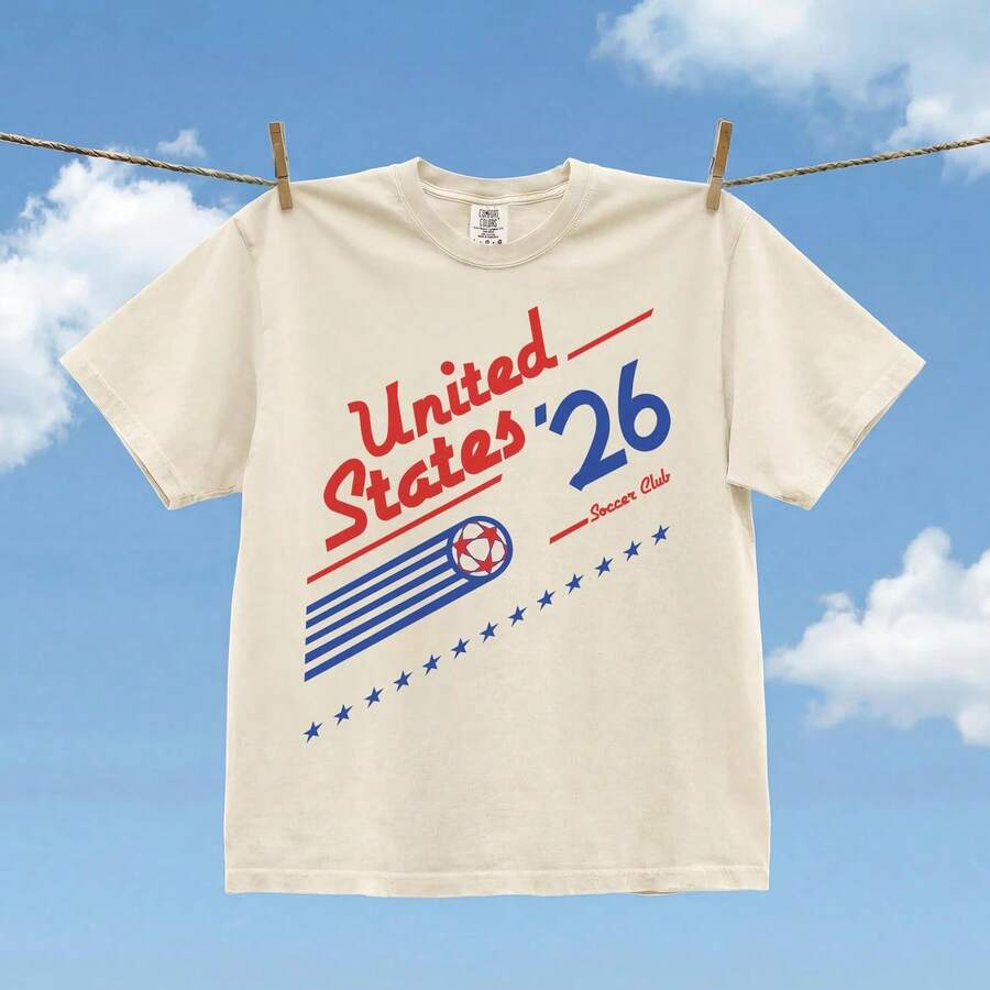 Retro United States Soccer Team T-Shirt, World 80s And 90s USA Cup Tee - Màu trắng (Chỉ áp dụng cho kiểu phối đen trắng) - Xem 1