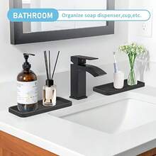 1 Peça Bandeja de Banheiro Minimalista de Silicone - Fácil de Limpar, Caixa de Armazenamento Econômica de Espaço para Bancada, Penteadeira e Escrivaninha, Sem Necessidade de Montagem, Design Estiloso, Presente Perfeito, Acessório Durável, Organização Moderna de Banheiro - Multicolorido - Visão 4