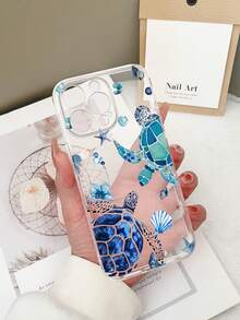 1pc Transparent TPU Anti-Drop Colorful Painted Sea Turtle, Seashell, Starfish Pattern Phone Case Compatible With Samsung Galaxy S23 Ultra/A14/A24, Android Note 12 Pro, Pixel 8/8 Pro/9 Pro XL Android Phones - Multicolor - View 4