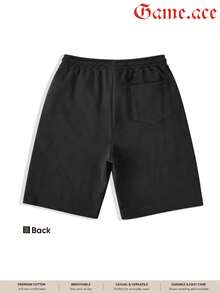 1 PCS "Fallen Angel" Gothic Faith Inspired Graphic Shorts, Religious Scripture & Angel Wing Themed Design, Breathable Quick Dry Fabric, Elastic Waistband With Drawstring, Loose Fit Casual Athletic Bottoms, Suitable For Men, Women & Teens, Ideal For Sports, Gym Workouts, Streetwear Outings, Summer Hangouts, Perfect For Fans Of Gothic Streetwear, Dark Aesthetic & Edgy Spiritual Style, Great Gift For Enthusiasts Of Statement & Alternative Inspired Fashion - 黑色 - 查看 4