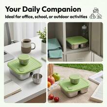 Multifunctional Portable 304 Stainless Steel Lunch Box, Fruit Salad Food Storage Container, Leak Proof Bento Box, Stackable Bento Lunch Box,Dishwasher Allowable, Suitable For Student And Adult Use In School, Office, Picnic,Travel, Back To School - Multicolor - View 8