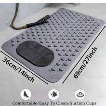 PVC Bathroom Floor Mat With Massage Nodes - Shower Mat, 0.35 Inch Thick Soft Cushioned  And Durable PVC Bathroom Mat, Hand Washable - Non-Slip Bathroom Accessories (Multiple Colors Available) - 深灰色 - 查看 8
