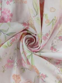 Vestido largo primavera plisado con hombros al descubierto estampado elegante y favorecedor estilo europeo - Rosa - Ver 9