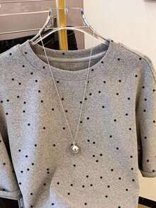Camiseta de manga corta y cuello redondo con estampado de lunares aleatorios, un gran regalo para amigos - Gris Claro 3 - Ver 3