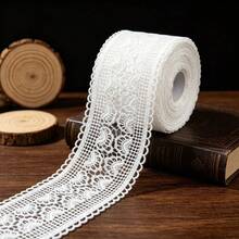 3.03 Inch Wide Delicate Lace Trim With 3D Heart Design, Fine Embroidery Craftsmanship And Elegant Edging, Non-Stretch Easy To Sew, Suitable For Garment Accessories, Wedding Dresses, Home Decor, DIY Crafts And More, Premium Quality - Multicolor - View 6