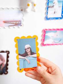 3-Inch Colorful Transparent Magnetic Photo Frame - Wavy Floral Border Design, Creative Office Whiteboard And Home Fridge Decor, Ideal Birthday Holiday Gift - Multicolor - View 5