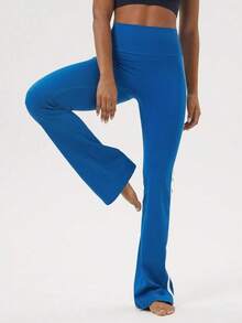 2026 Sodalemon Women's Black Slim Fit Flared Yoga Sweatpants For Spring - 藍色2 - 查看 3