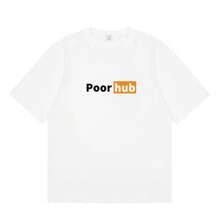 Nuevo producto de verano: Camiseta unisex de manga corta con cuello redondo, estampado divertido en inglés, estilo urbano personalizado, versátil, divertida P station. - Blanco - Ver 8