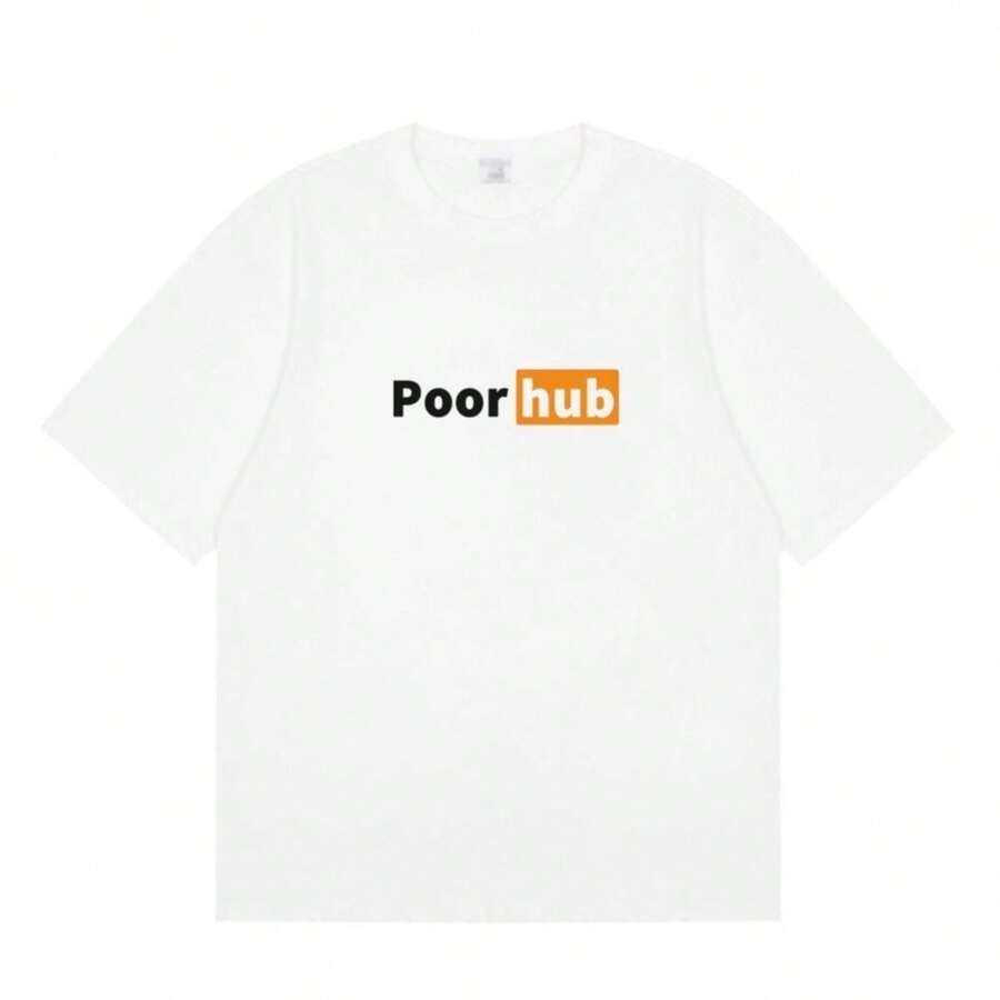 Nuevo producto de verano: Camiseta unisex de manga corta con cuello redondo, estampado divertido en inglés, estilo urbano personalizado, versátil, divertida P station. - Negro - Ver 1