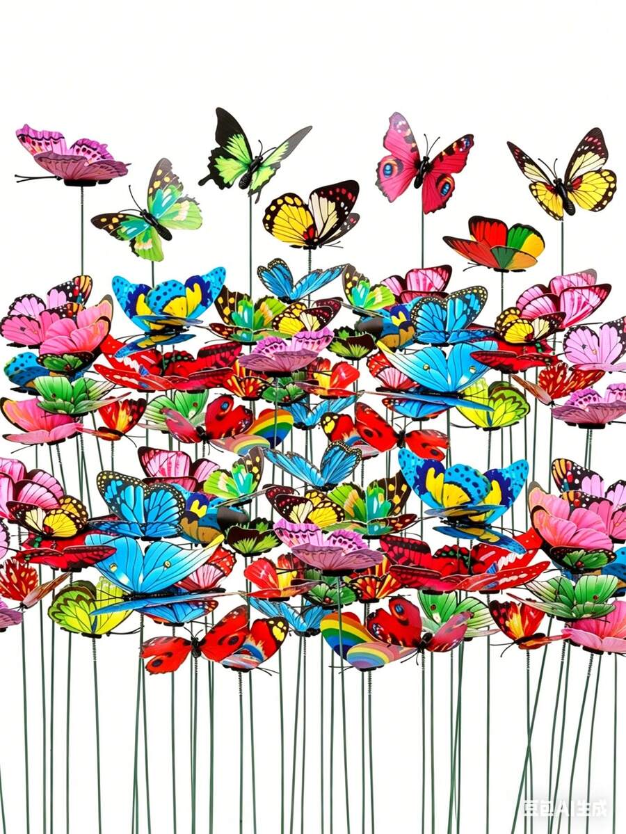 10pcs Colorful Butterfly Wedge Decor, 3D Waterproof Butterfly Decorations, Butterfly Party Decor, Garden Wedge Decor For Lawn And Planter, Wedding Party Decor, Garden Decoration, Modern Valentine's Day Home Decor, Glow-In-The-Dark Decor For Planter And Pot, Garden Decoration