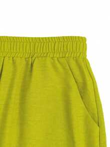2 piezas Conjunto de camiseta sin mangas y pantalones de unicolor casual para mujer, uso diario de verano - Verde - Ver 4