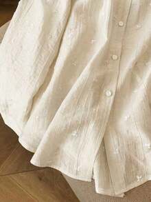 Camisa de mujer de manga larga con espalda descubierta y lazo, de estilo suelto y delgado, para primavera/verano - Albaricoque - Ver 4