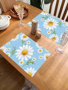 1 pieza Mantel individual de lino con estampado floral, tapete para desayuno, posavasos de café, base para tazón, accesorio de cocina, fácil de limpiar, apto para el hogar, restaurante, decoración del comedor, regalo festivo, regalo para amigos, set multipieza - Multicolor - Ver 5