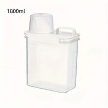 1 caja de almacenamiento de detergente en polvo para PC, caja de almacenamiento de gran capacidad para el hogar, caja de almacenamiento de subembalaje, tanque de almacenamiento de detergente para ropa - Transparente 1800 ml - Ver 8