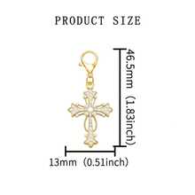 20pcs Gold Pearl Rhinestone Cross Keychain Pendant, Religious Cross Bag Charm Accessory Suitable For Baptism, Communion, Wedding And Other Occasions - Single Pearl Cross - View 4