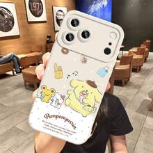 SANRIO スマホケース：サンリオスマホケース - プリン犬のハンドルスマホケース、キュートでコミックスタイルのクリエイティブなデザインのスマホケース、スキンフィールのフロスト加工スマホケース、 17、16 PRO、15 PLUS、14 PRO MAX、13、12、11に適応する、完全な保護でレンズを落ちるから守ります。 - ブラック - チェックする 4