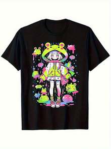 Camiseta Kawaii Chibi Girl |   Decora Kei Anime Manga Harajuku - Negro - Ver 1