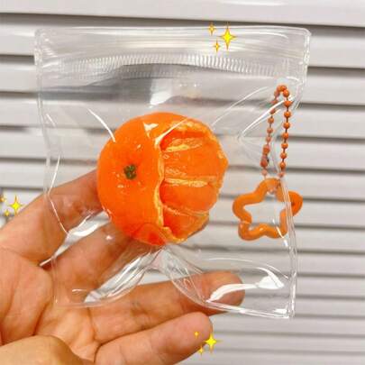 剥皮橙子挤压玩具，超逼真水果造型，青少年背包挂件配饰