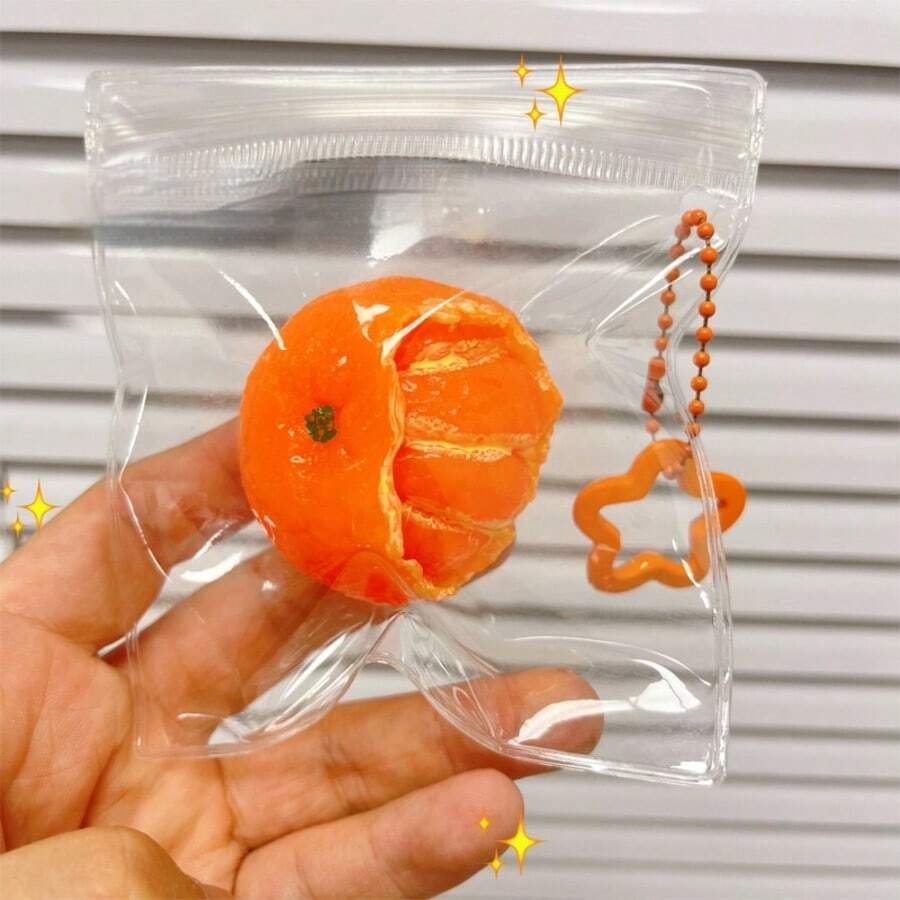 Juguete antiestrés de naranja pelada, forma de fruta ultra realista, accesorio colgante para mochila de adolescentes - Multicolor - Ver 1