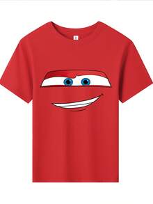 Disney Lightning McQueen Printed Patterns Suitable For Boys And Girls T Shirts Childrens Clothing Design Casual And Versatile Short Sleeve Style Comfortable Casual Wear For The Whole Year Ideal For Parties And Play Machine Washable Kids Clothing Gifts Boys Short Sleeves - 紅色 - 查看 2