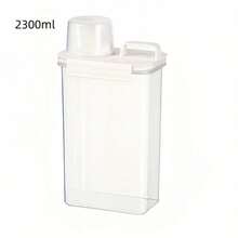 1 caja de almacenamiento de detergente en polvo para PC, caja de almacenamiento de gran capacidad para el hogar, caja de almacenamiento de subembalaje, tanque de almacenamiento de detergente para ropa - Transparente 1800 ml - Ver 9