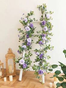 1pc 190cm Purple Silk Jasmine Vine Decor, Suitable For Home Decor, Wedding Decor, Tabletop Centerpiece, Party Decor, Holiday Decor - Purple - View 4
