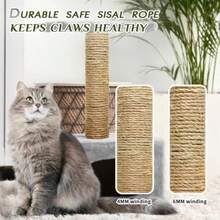 Cat Natural Sisal Rope 1/4 Inch 6mm 98-Feet for Cat Scratching Post Tree Tower Replacement Repair and Replace, DIY Hemp Twine Rope for Cat Scratching Furniture Window Perch and Crafts Gardening - Primario 6 mm 96 pies - Ver 7