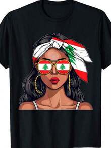 Camisetas estampadas de moda para mujer, tops de estilo urbano de talla grande, camisetas de verano cómodas y elegantes que combinan con todo. Camiseta de mujer, camiseta casual de moda de verano, camisetas retro de estilo urbano para mujer. Productos. - Negro - Ver 1