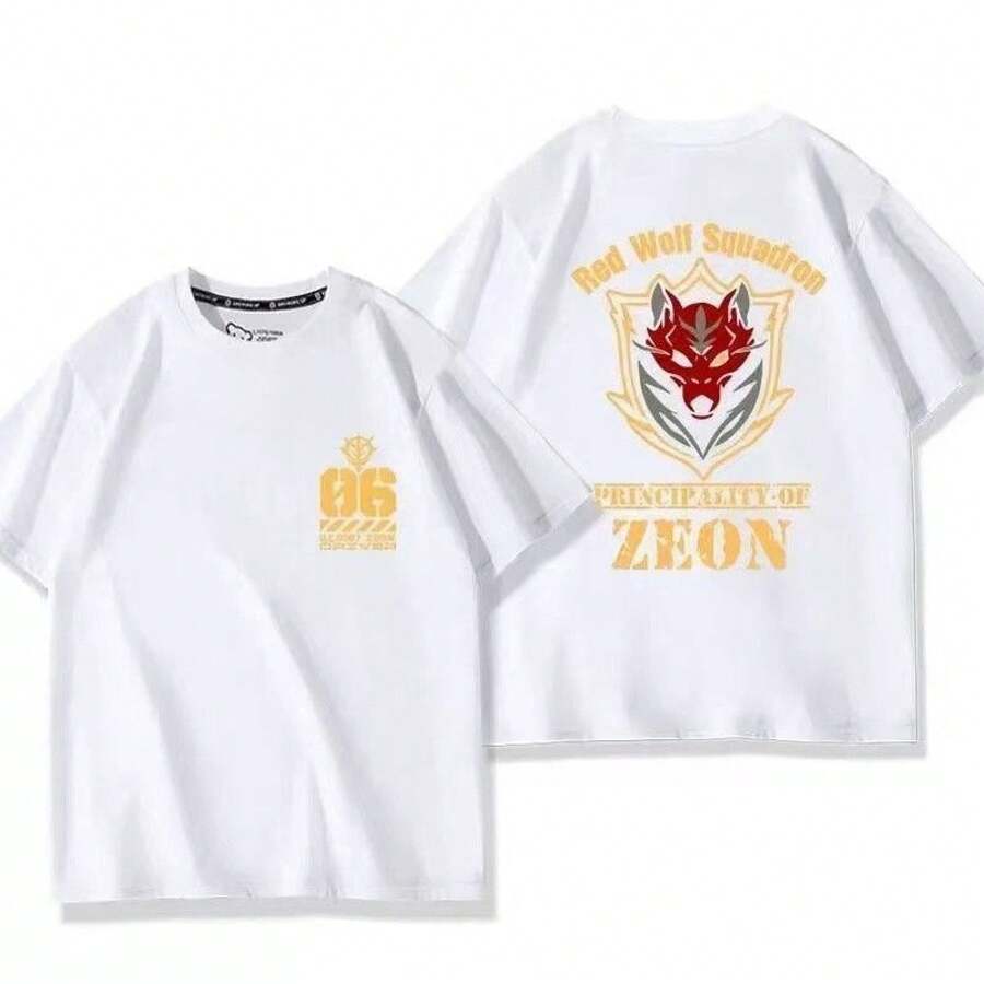 Camiseta de manga corta con diseño de Gundam - Blanco - Ver 1