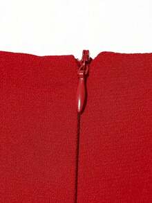 HH Blusa con mangas de pétalo y cintura ceñida, Vestido de fiesta de unicolor de manga corta y cuello redondo ajustado, Ropa de mujer asimétrica de verano - Rojo - Ver 10