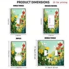 1 pieza Cubierta de panel de interruptor impresa con mariposa y flor amarilla, impresión plana 2D, material de plástico PC, adecuada para dormitorio/cocina/sala de estar, decoración fresca - C - Ver 2