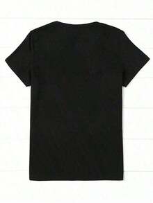 Women's Casual And Versatile Short-Sleeved T-Shirt With Cherry Print And Round Neck, Comfortable Summer Cotton Short-Sleeved T-Shirt For Men And Women - 黑色 - 查看 2