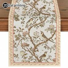 1pc Linen-Like Table Runner, Modern Living Room & Dining Table Mat, Washable, Suitable For Kitchen, Dining Table, Party, Wedding Decoration, Vintage Look, Applicable For Entryway, Family Gathering, Coffee Table, Living Room - Multicolor - View 1