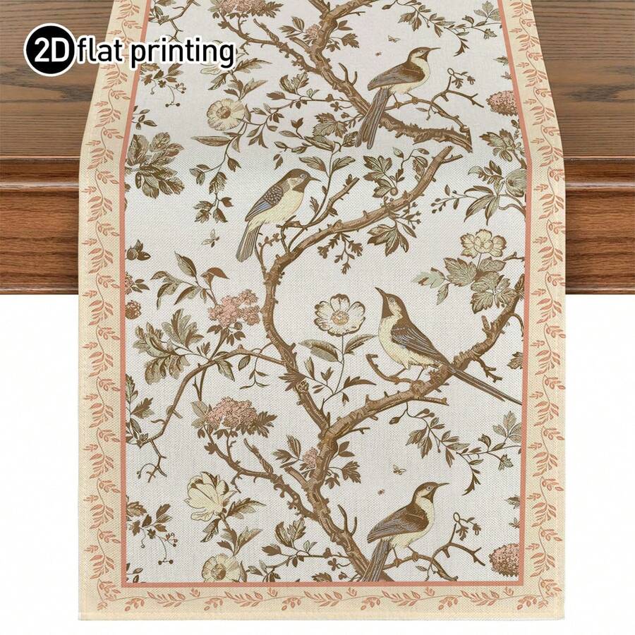 1pc Linen-Like Table Runner, Modern Living Room & Dining Table Mat, Washable, Suitable For Kitchen, Dining Table, Party, Wedding Decoration, Vintage Look, Applicable For Entryway, Family Gathering, Coffee Table, Living Room - Multicolor - View 1