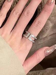 5pcs Fashion Cubic Zirconia Open Copper Ring Set Suitable For Women Party Wedding Wear - Silver - View 10