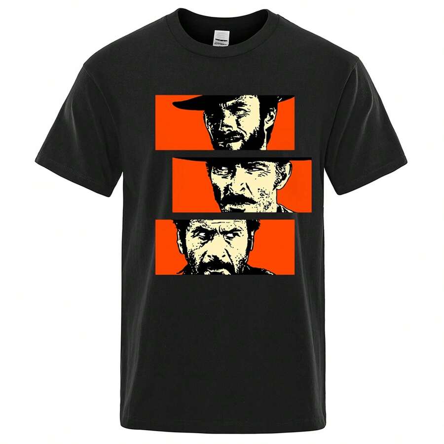 El bueno, el malo y el feo Blondie Angel Eyes Tuco Cowboy Camiseta para hombre y mujer Il buono brutto cattivo Loose Cotton Unisex Tee - Negro - Ver 1