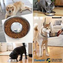 DuraPet Premium Dishwasher Safe Stainless Steel Dog Bowl for Food or Water [Multiple Sizes for Small to Large Dogs] in Traditional or Wide Base Design - 7 Cup - 8.3X8.3X2.8 - Ver 8