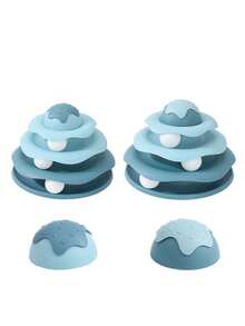 Interactive Cat Track Toy, 3-Tier Rotating Ball Design, Suitable For Indoor Cats, Helps Brain Training And Boredom Relief, Detachable Cat Tower Ball For Cats To Play And Exercise, Puzzle Toy For Adult Cats - Multicolor - View 4