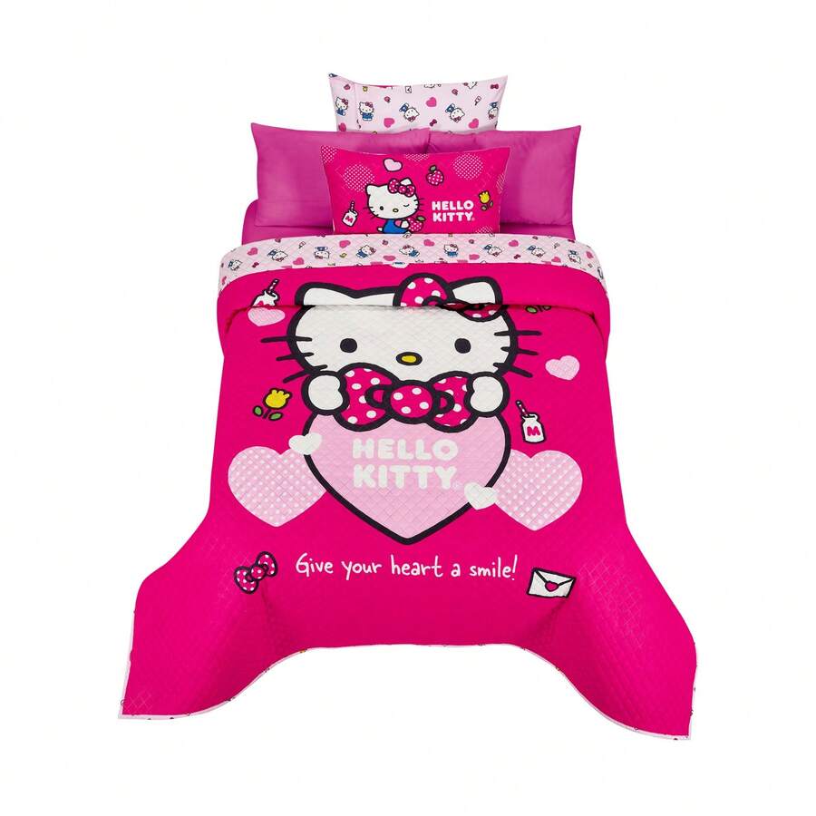 SANRIO PROVIDENCIA Hello Kitty Heart Single Quilt - Hot Pink - View 1