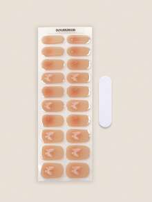 Tiras de gel para uñas semi curadas, 20 piezas de envoltorios de calidad de salón de larga duración, pegatinas de gel para uñas de fácil aplicación y remoción con luz UV - Camel - Ver 3