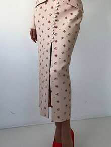 Vestido midi lunares primavera 2026, con botones, abertura y corte ajustado - Rosa - Ver 3