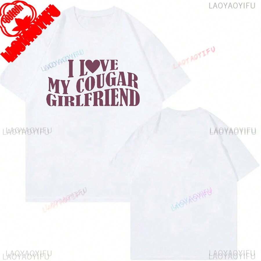 Camiseta de algodón "Mi novia es más sexy que tú", divertida, para novios, regalo para San Valentín, estilo estético, ropa urbana de verano para hombre. - Blanco - Ver 1
